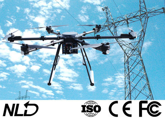 Max Payload ISO9001 12KG Three Axis Powerline Drone Wind Resistance 6 Level