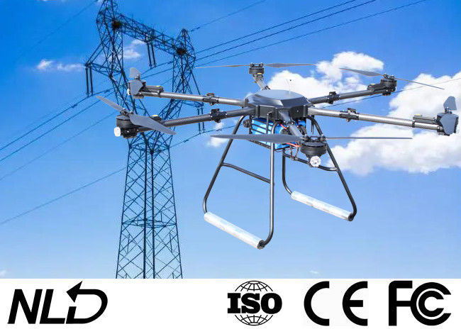 Max Payload ISO9001 12KG Three Axis Powerline Drone Wind Resistance 6 Level